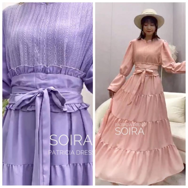 Soira Patricia Dress Brukat Kombinasi woolpeach Import