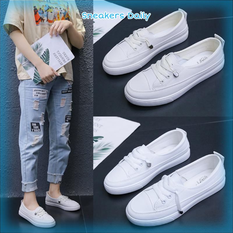 COD SD 3103 Sepatu Sneakers Kanvas Wanita Import casual Sport Putih Tali-1