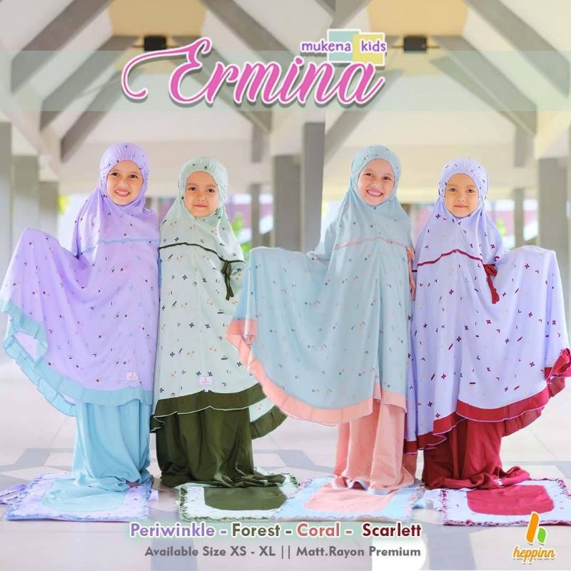 Mukena kids Ermina ori by Heppin | mukena anak | mukena set sejadah anak | mukena lucu