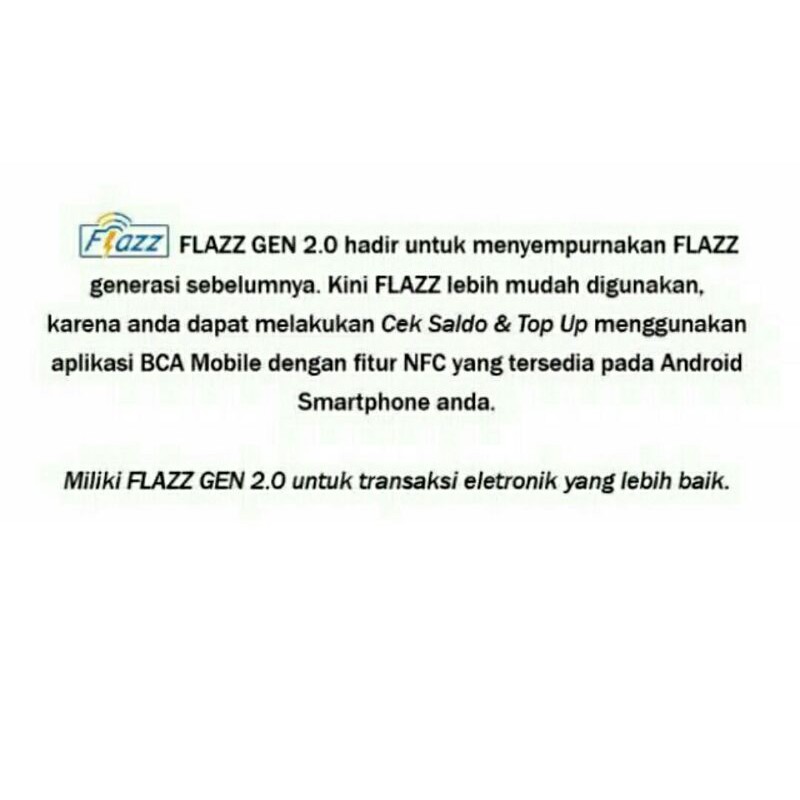 Kartu Flazz BCA Gen 2 /Gen2 - Edisi Lebaran /eToll /eMoney Card