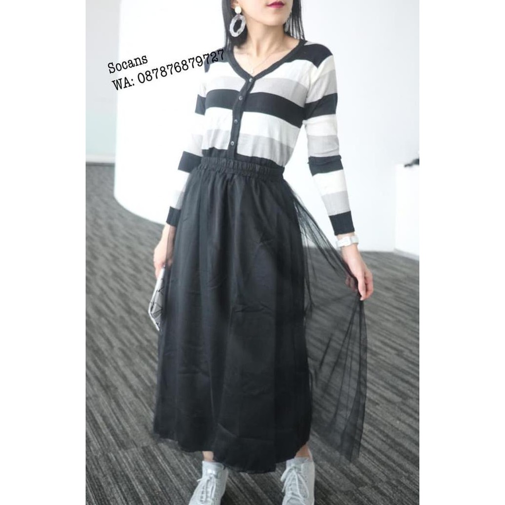 TUTU Skirt rok panjang wanita cantik Fashion bawahan - Hitam