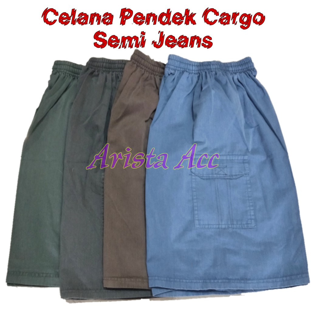 Celana Pendek Cargo Kolor / Celana Santai Bahan Semi Jeans Tebal Adem Ukuran Allsize Standar Dewasa