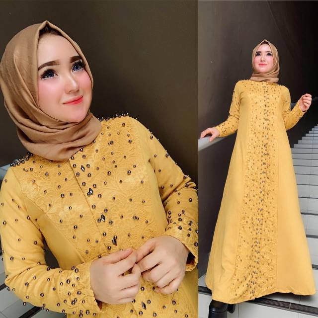 Gamis suede mix brokat Mewah original Impor by shellashaukia