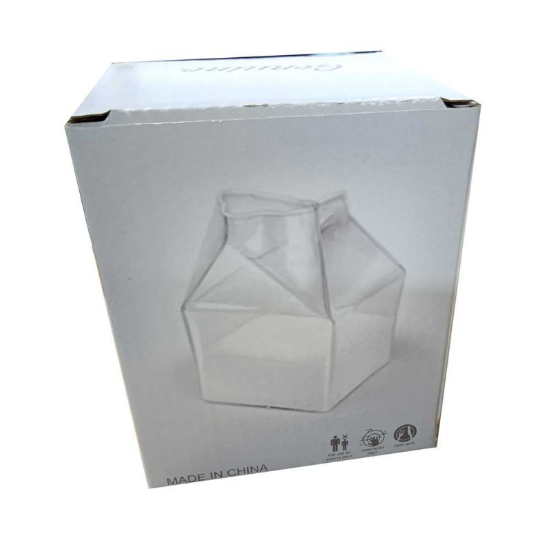 Gelas Susu Kaca Bentuk Kotak Borosilicate Glass Milk Box 300ml