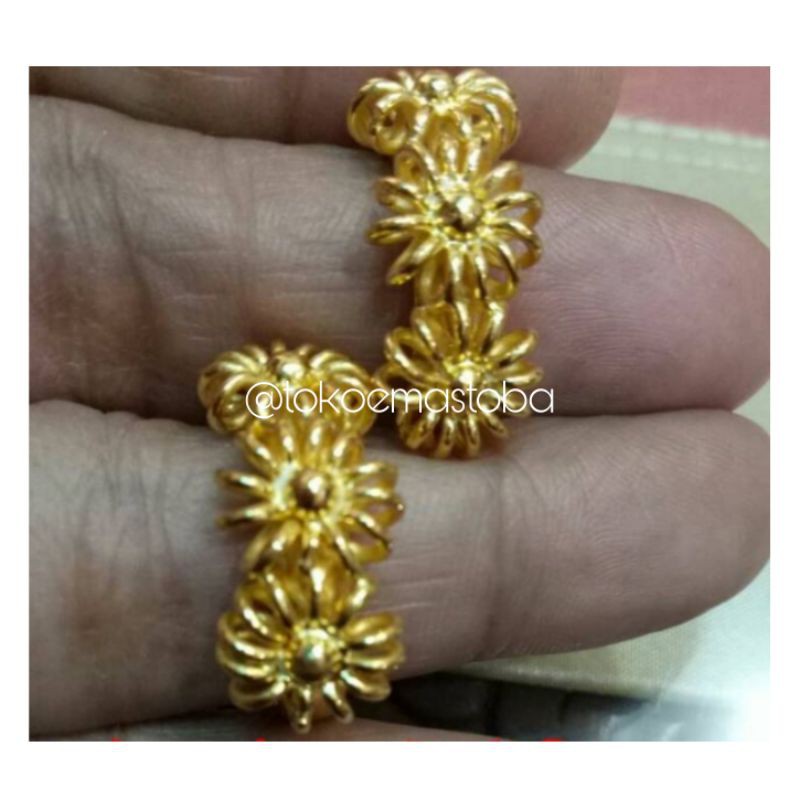 Cincin motif bunga matahari emas london 24karat kadar 99.9%