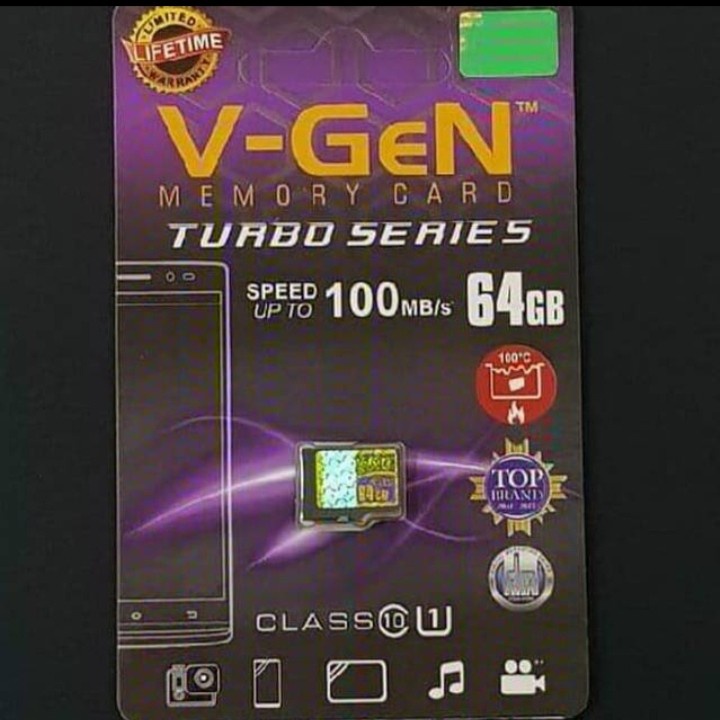 Memori Card 64GB V-Gen Turbo Series Class 10 | Micro SD 64 GB Class10