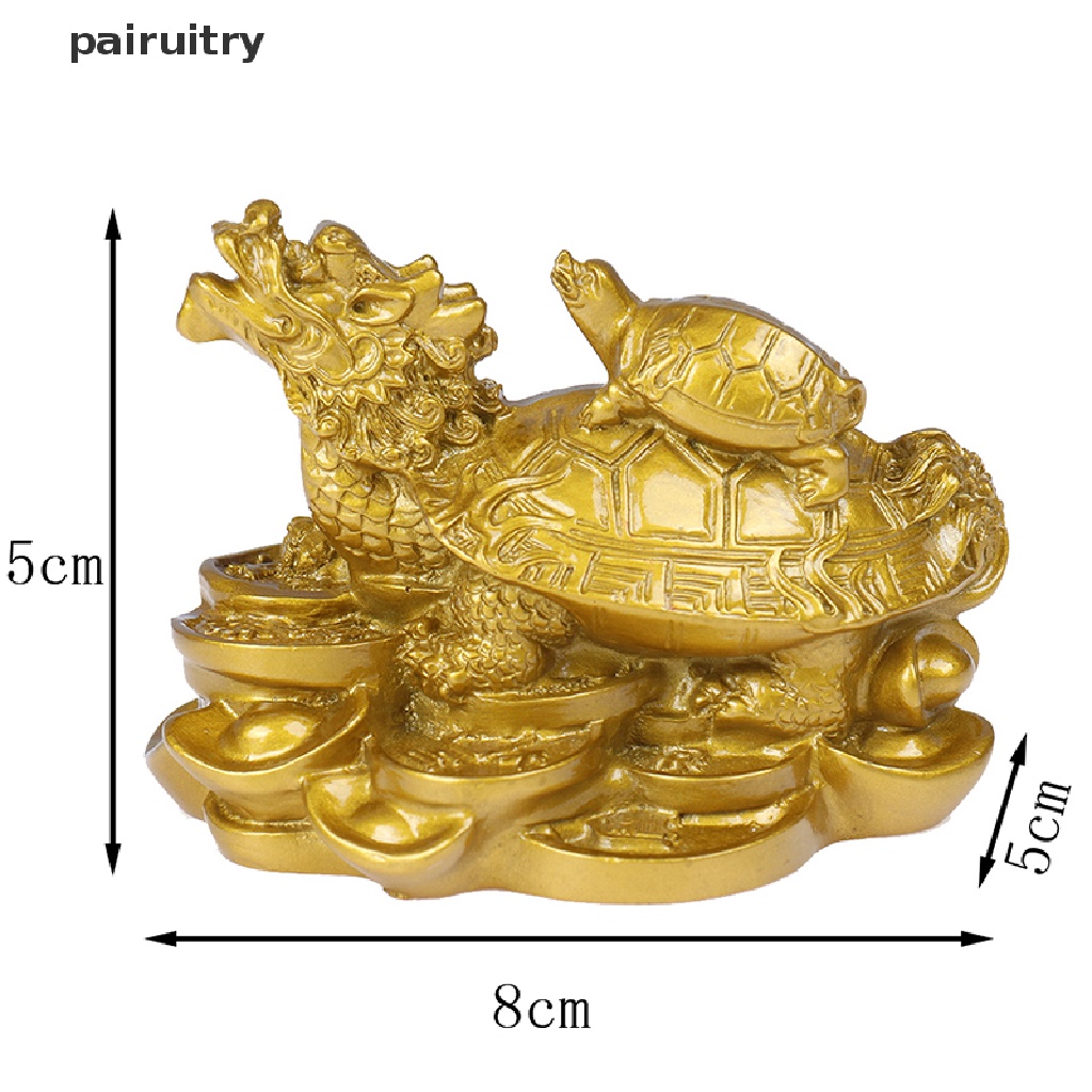 Prt 1Pc Patung Kurakura Emas Feng Shui Naga Untuk Keberuntungan