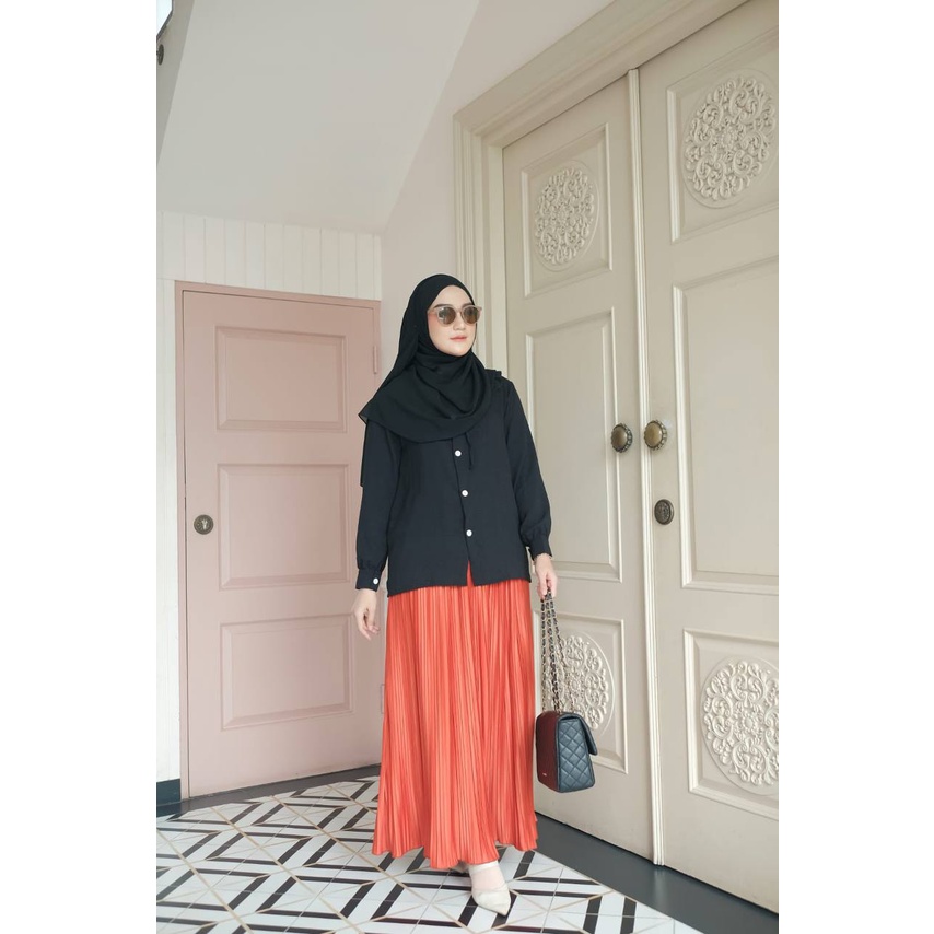 Setelan rok Wanita Polty Blouse Set Longskirt Plisket By Aeraaqu