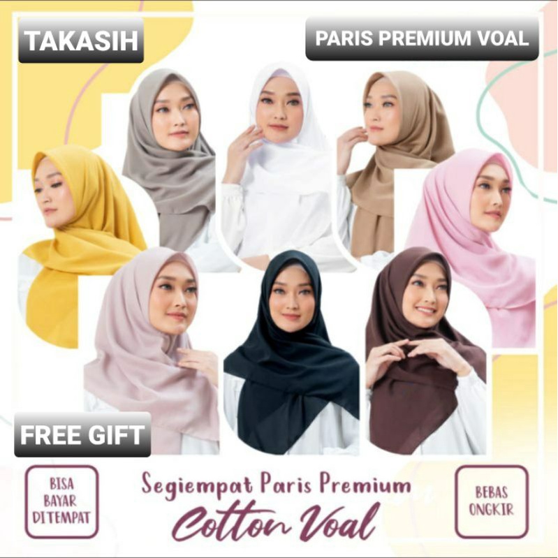 HIJAB PARIS VOAL PREMIUM ANTI LETOY ORIGINAL JAHIT TEPI