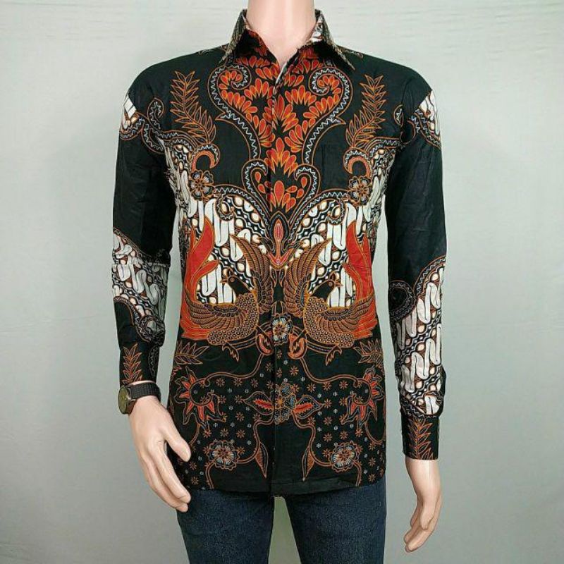 (COD) PROMO BATIK PRIA SIZE M L XL XXL BSWART BATIK HRBO26 Hem panjang padi