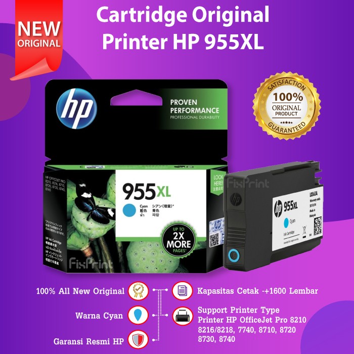 Cartridge HP 955XL 955XL Black Cyan Magenta Yellow Tinta 8210 8720