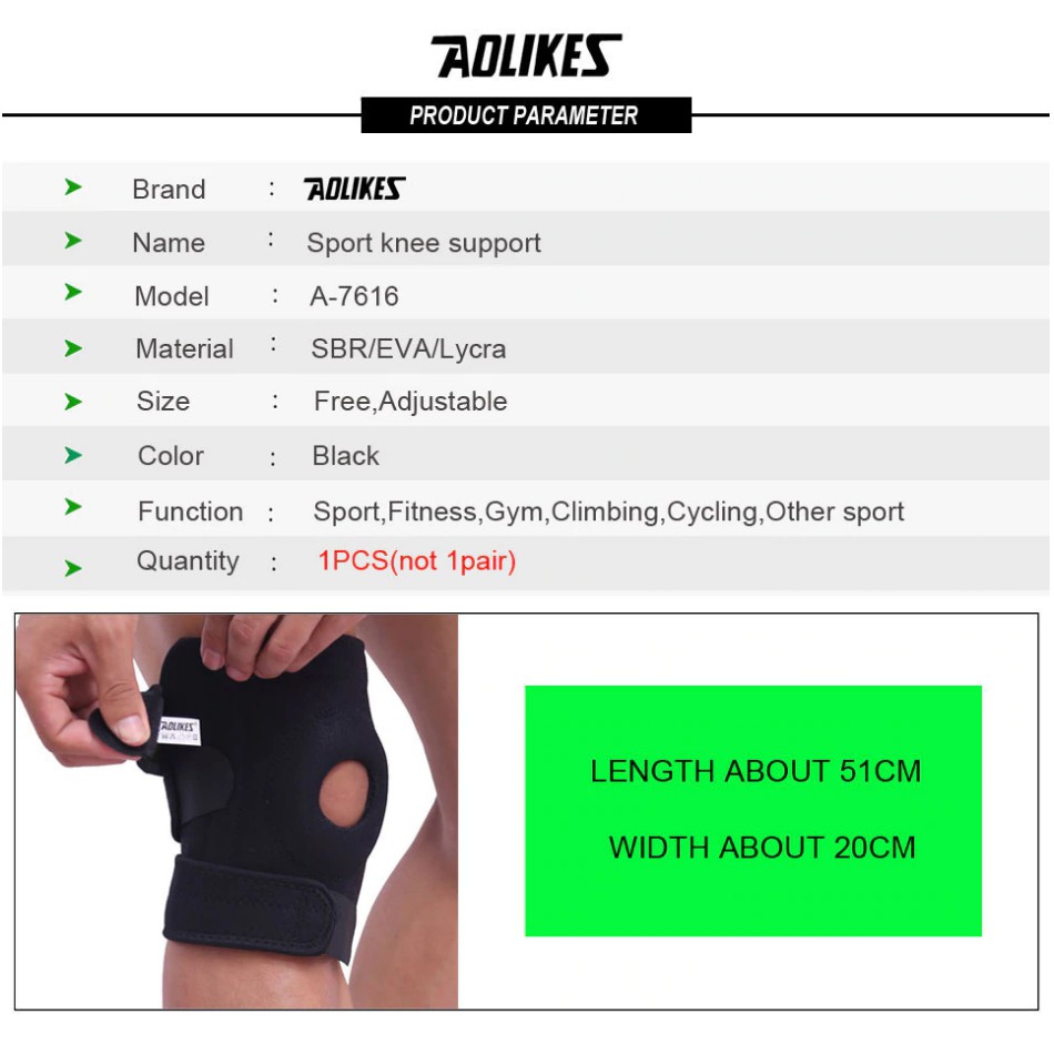 Ori Aolikes 7616 3 Strap Adjustable Deker Kneepad Pelindung Lutut Knee Pad Support Patella Olahraga