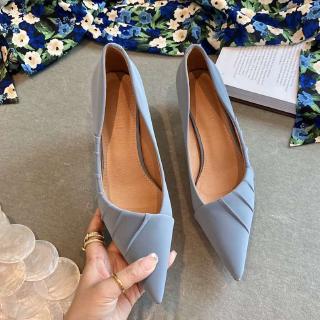  Sepatu  Flat  Shoes  Model Korea Dengan Ruffle Warna Biru 