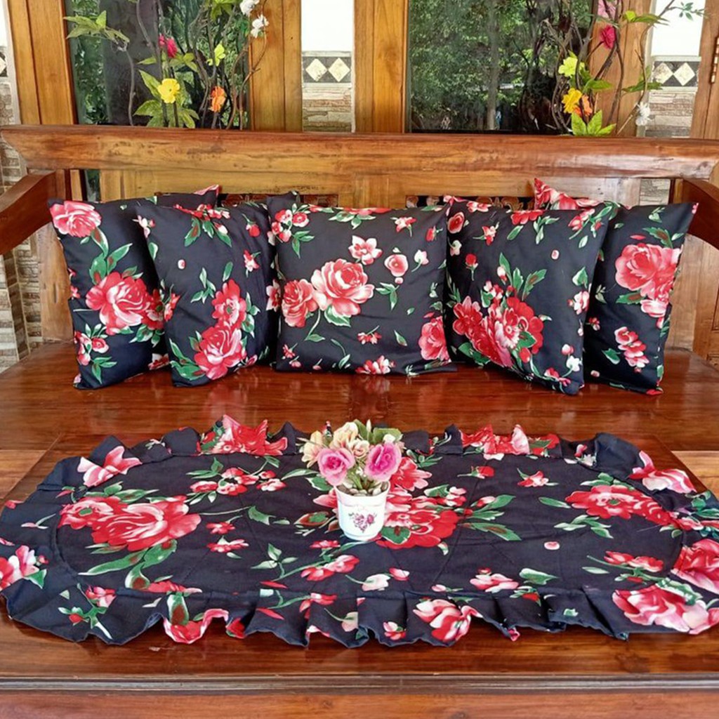 [✅COD] Sarung Bantal Sofa Kursi Set 40x40 (5Pcs) + Taplak Meja Aneka Motif Dan Warna Perlengkapan Dekorasi Interior Ruang Tamu Rumah Aesthetic Minimalis Mewah