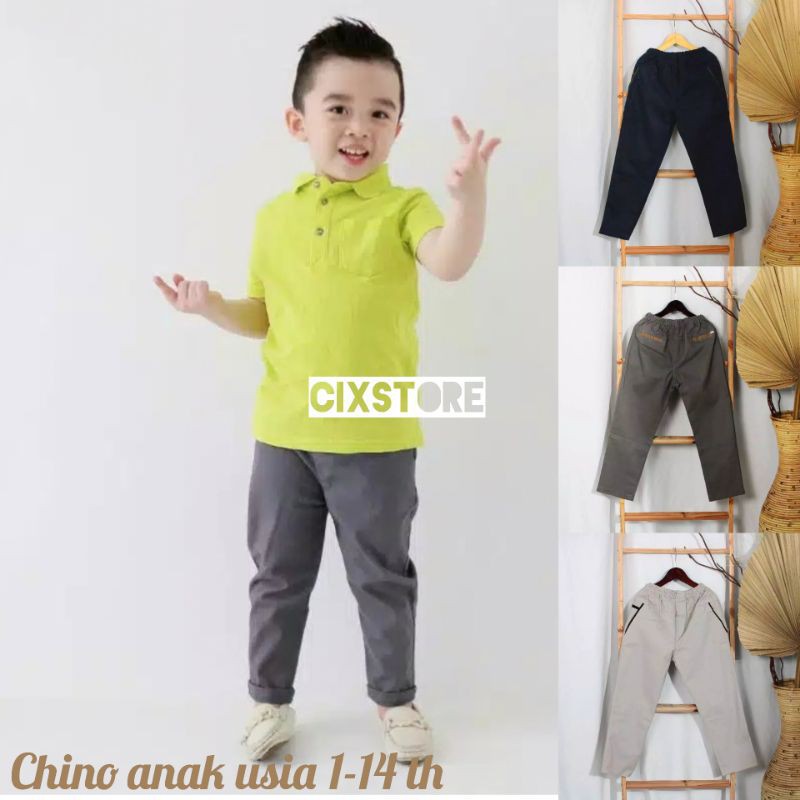 Celana Panjang Anak laki laki harian chinos murah umur 6 7 8 9 10 11 12 tahun bahan katun twill