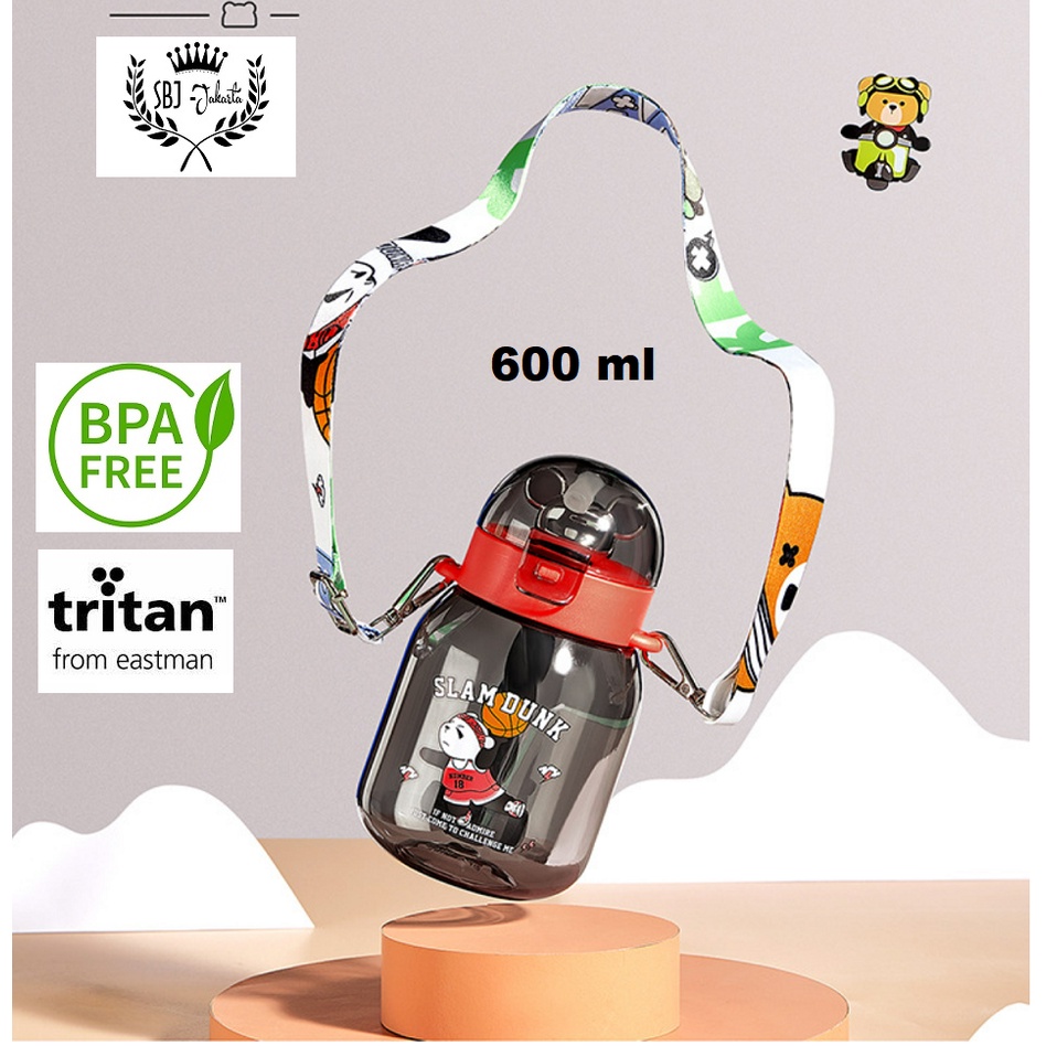 BOTOL MINUM ANAK PLANET TRITAN BPA FREE 600 ML DENGAN TALI &amp; SEDOTAN