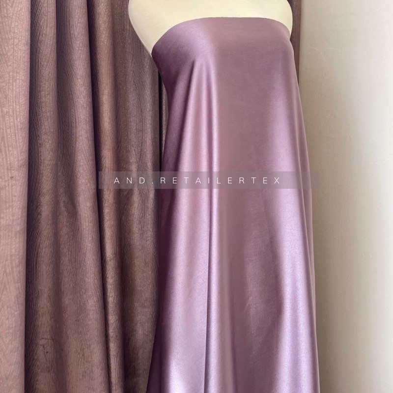 Kain Satin Maxmara Original pure Silk 100% warna Ungu Taro