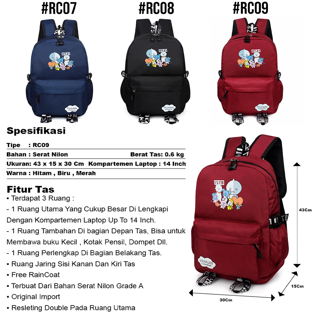 Tas Ransel Sekolah Anak Bahan Serat Nilon Tas Laptop 14inch SD SMP IMPORT - Goldiesbags