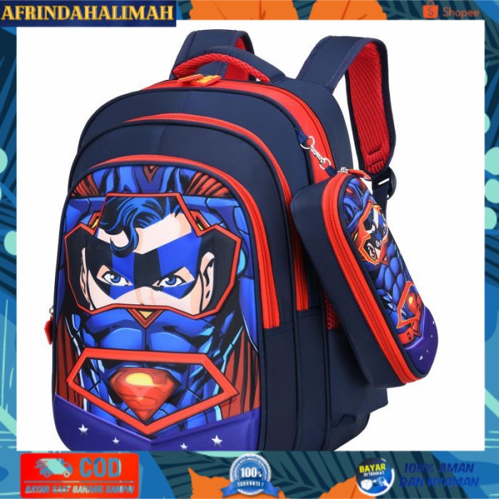 

[TERBARU] tas ransel sekolah anak laki laki SD import ULTRAMAN set pencil case - Superman