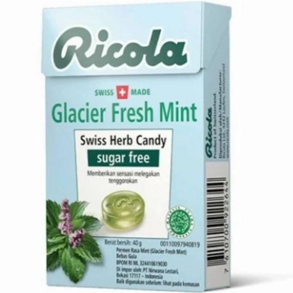 

Ricola Glacier Fresh Mint Permen Pelega Tenggorokan Bebas Gula 40G