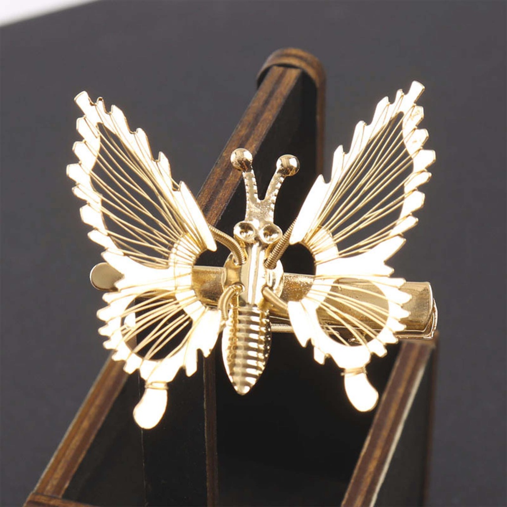 Creative Metal Moving Butterfly Hairpin /  Hollow Butterfly Metal Hair Clips / Fashion French Gold Barrette  Hair Accessories