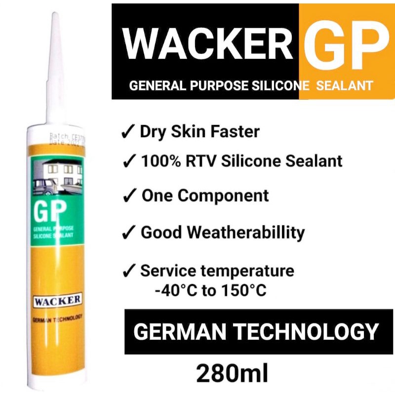 Lem Kaca Aquarium/Silikon WACKER PA/GP Silicone Sealant 280ml