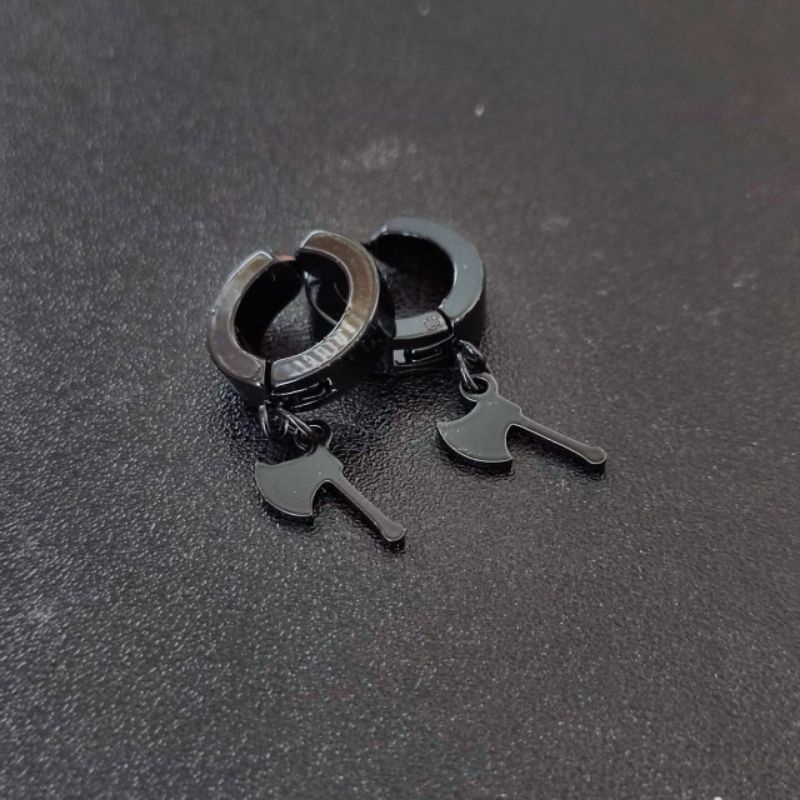 1pcs anting pria wanita stainless steel warna hitam