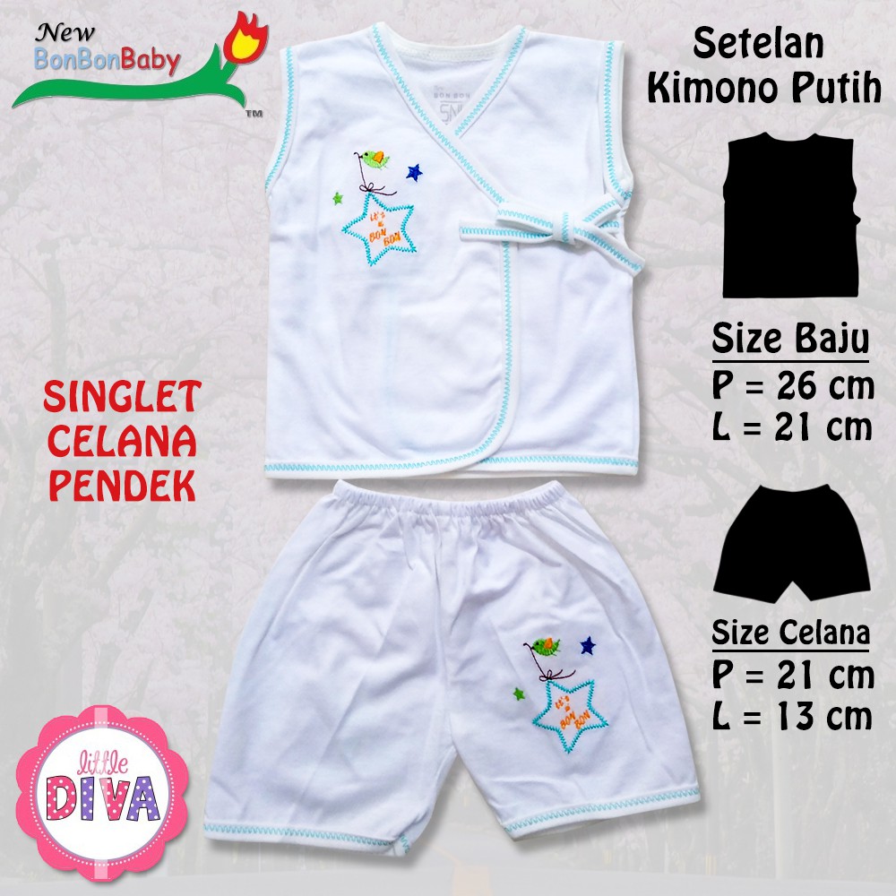 Setelan Bayi Newborn KIMONO Bayi Set Baju / Celana Bayi new born kuting pendek tanpa lengan putih halus kado newborn baru lahir baju kutung