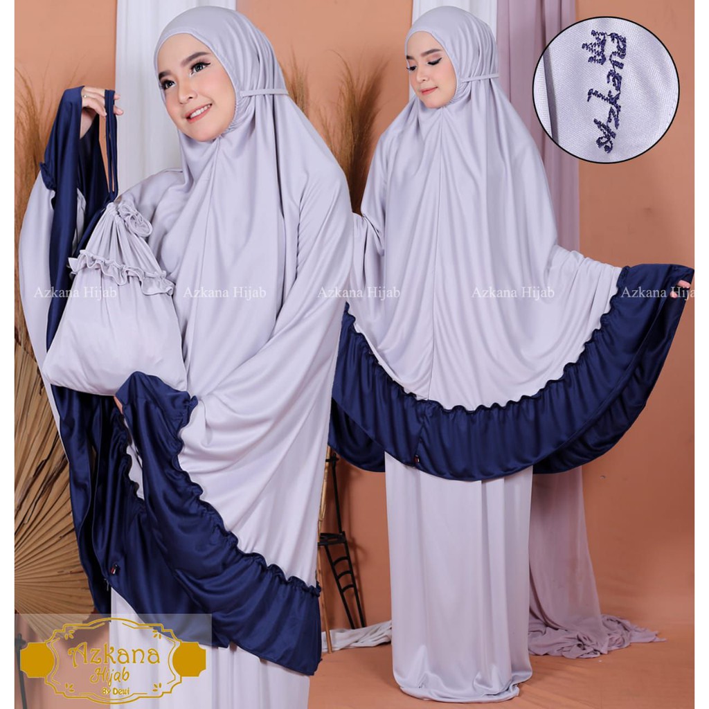 Mukena terbaru 2021-mukena rempel kombinasi original azkana realpict bahan hyget-mukena traveling