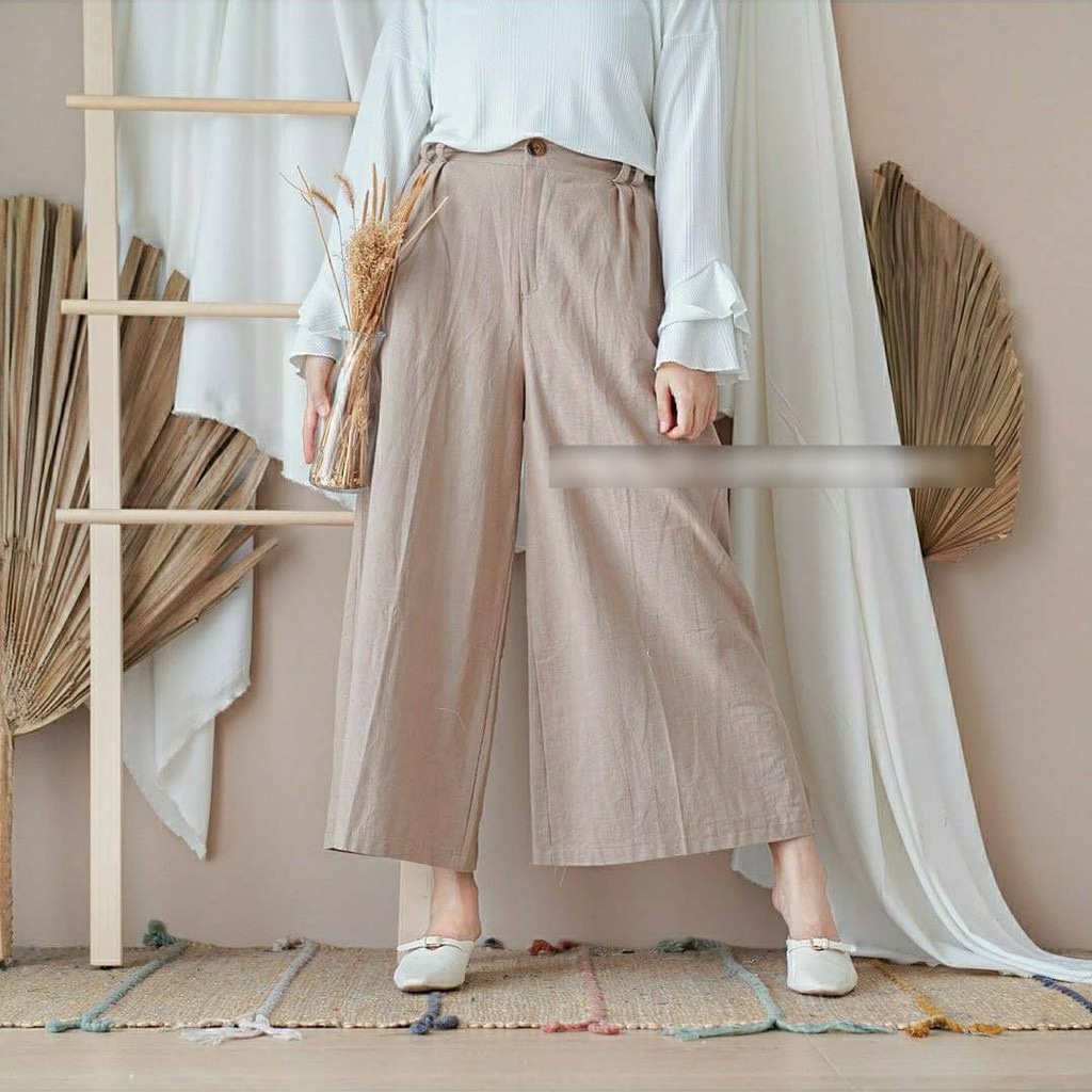 Tq88indonesia Celan Kulot Wanita /  Elaine CREPE Pants Cullote / Celana Longgar Cewek / Celana Santai / Ootd Terbaru