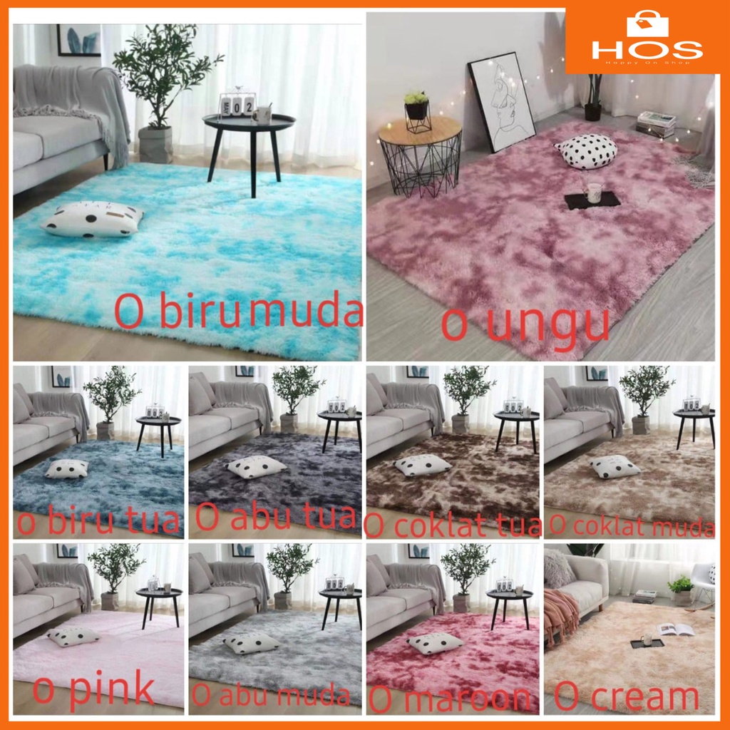 KARPET BULU Ombre halus panjang bulu 4cm UK 200X200CM l Happyonshop