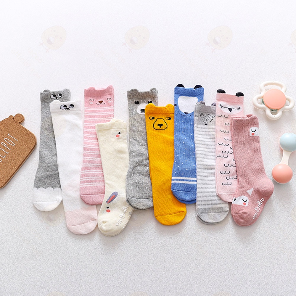 Lacoo Kaos kaki bayi anak panjang Kaus kaki bayi anak lucu Baby socks untuk 0-2 tahun anti slip