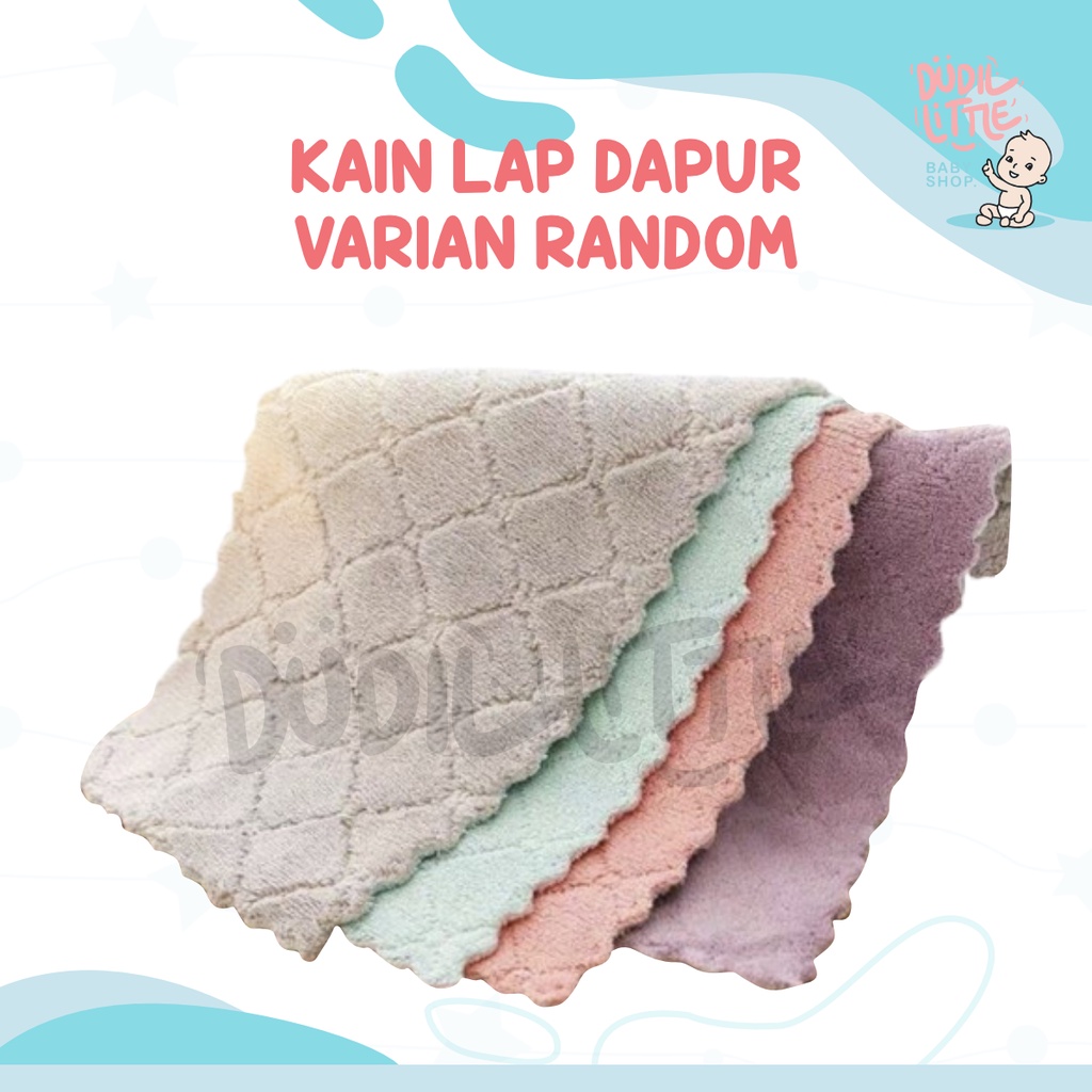 Kain Lap Dapur Piring Lap Microfiber Bahan Coral Twis Lembut 2 Sisi Lap Petak BT037