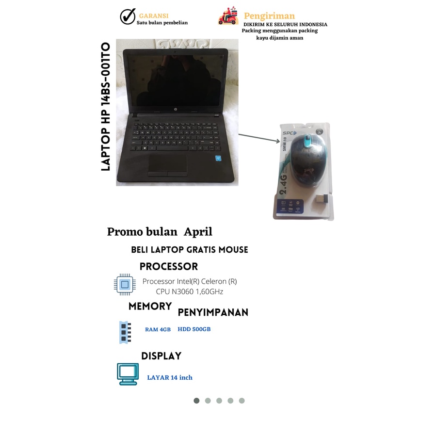 LAPTOP HP 14-BS001TU INTEL CELERON N3060,LAPTOP BEKAS LIKE NEW,LAPTOP SECOND,LAPTOP BEKAS BERGARANSI