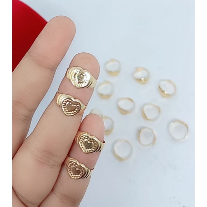 cincin anak perak asli lapis emas/cincin anak love ukir belah rotan/cincin anak asli silver 925/cincin anak asli fashion anak