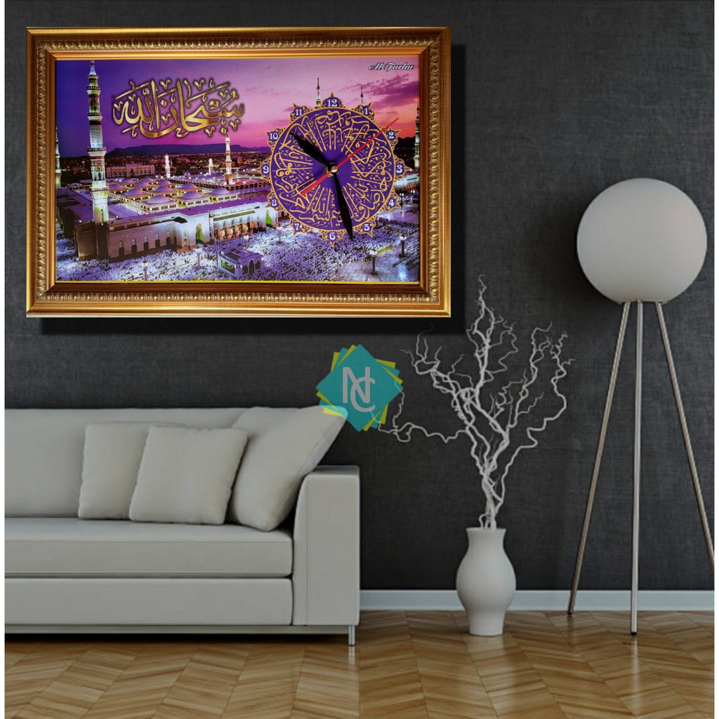 jam dinding figura bingkai kaigrafi hiasan dinding