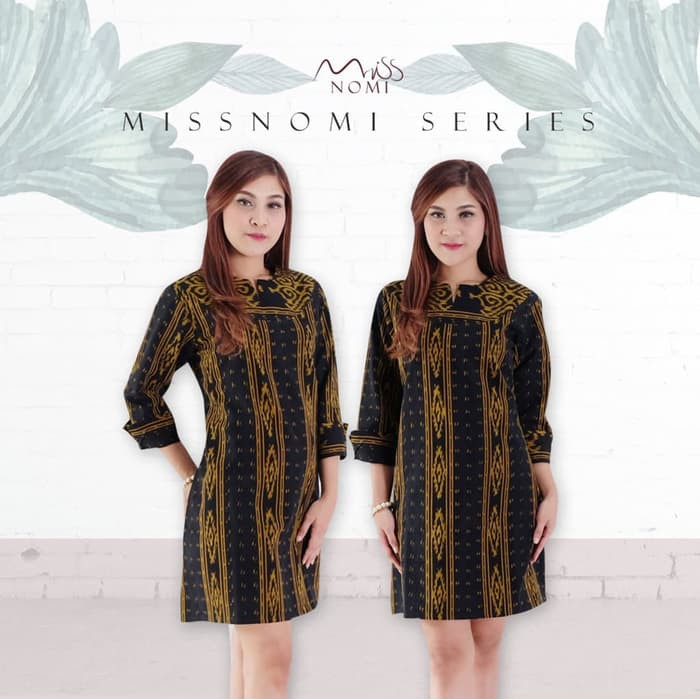 Dress batik solo Big Size  Dress etnik tenun songket   Tunik batik   Coklat Gold  ALLSIZE