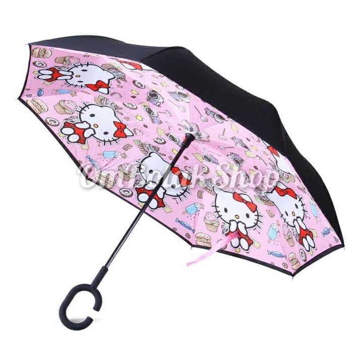 Payung Terbalik Hello Kitty Karakter Sanrio Reverse Inverted Umbrella