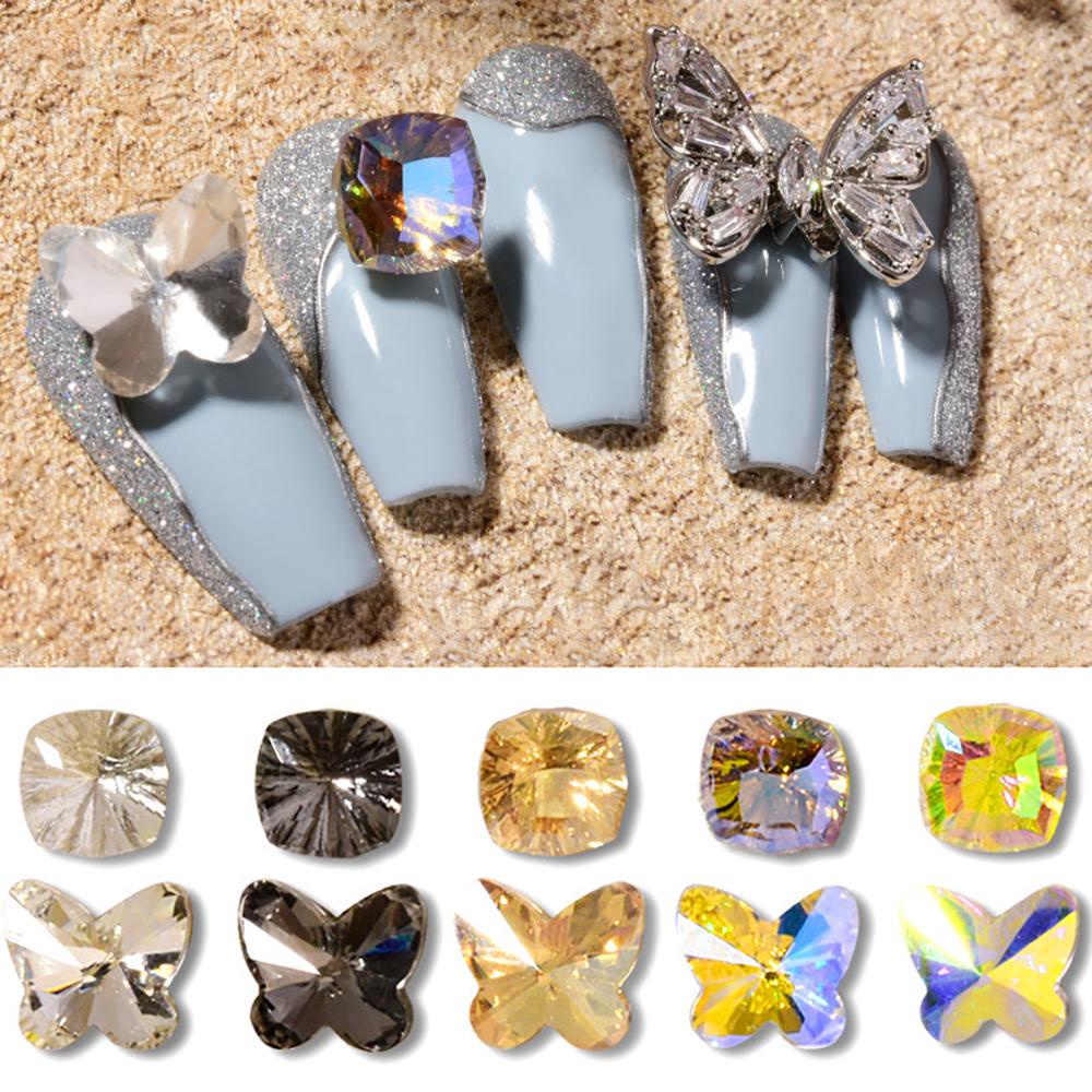 Agustina Dekorasi Nail Art 10Pcs Runcing Lotus Milenium Berlian Shiny Butterfly Nail Rhinestones