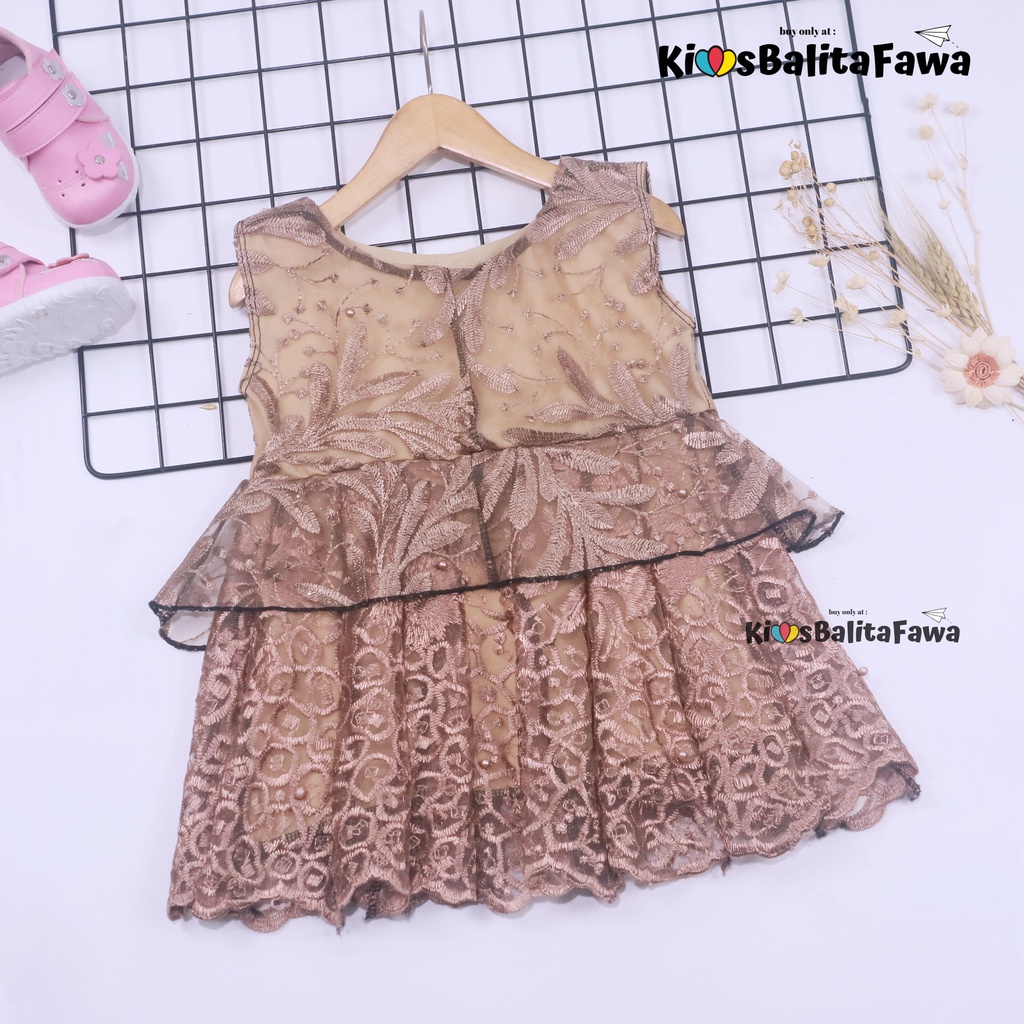 Dress Inara uk 3-4 Tahun / Dres Brukat Anak Perempuan Kondangan Baju Kensi Premium Gaun Pesta