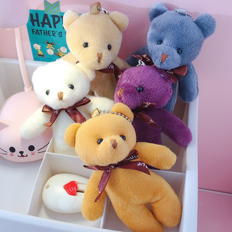 12cm Teddy Bear Plush Toy Siamese Bear Doll Bear Toy Small Gift Factory Wholesale Key Chain Pendant Gifts For Boyfriends