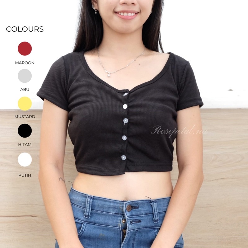 Yiji Top Short Sleeve / crop top / knit crop top / korean crop top / basic crop top / outer crop top