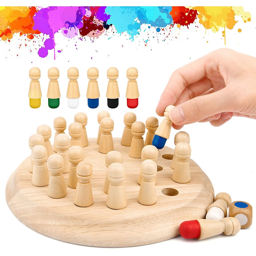 Mainan Kayu Edukasi Anak MEMORY CHESS - Wooden Memory Game - Mainan tes ingatan anak