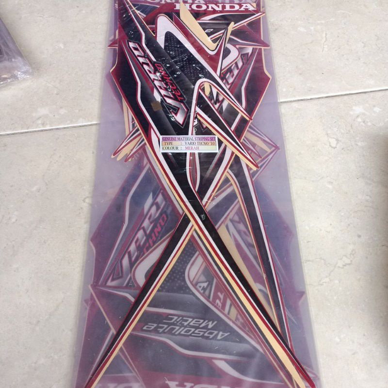 Jual striping stiker les body Honda Vario techno 110 2010 merah