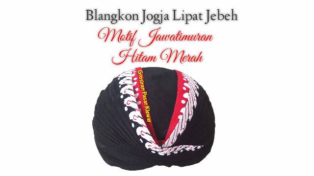 Blangkon Jogja Jebeh Lipat ORI Motif Jawatimuran Hitam Merah