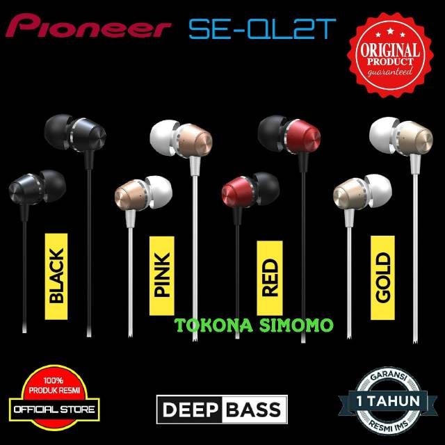 Pioneer SE QL2T / QL2 / QL 2 In-Ear Deep Bass Headphones with Mic