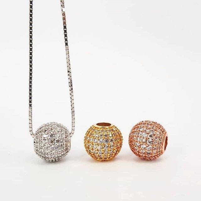 Kalung liontin bola lapis emas 24k