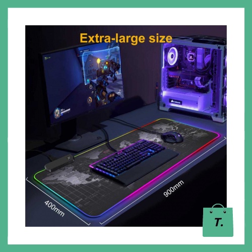 Mouse Pad Gaming XL ukuran Besar dengan RGB LED 7 Warna