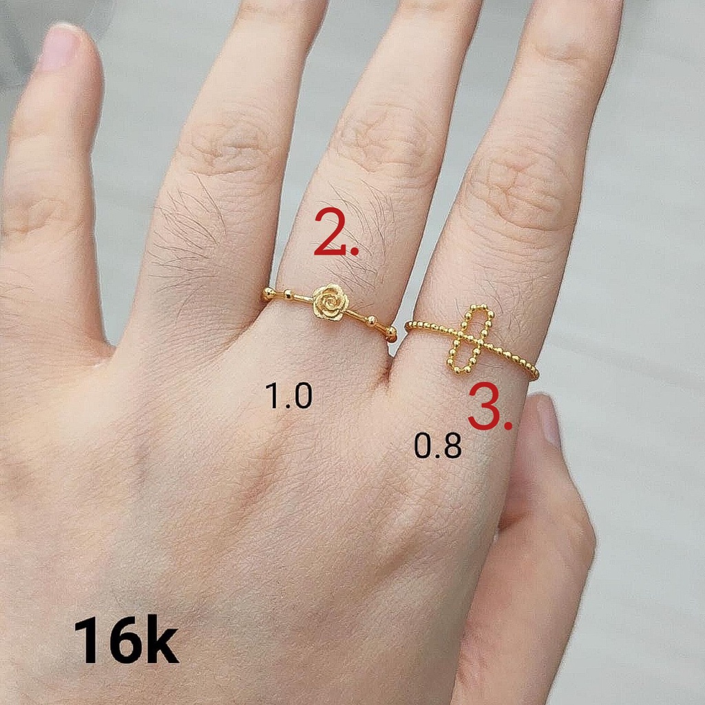 Banyak motif yaa Cincin aesthetic anak dan dewasa emas asli kadar 70 16k rose korean 2in 1 gram pita ribbon permata mawar diorr sweet manis ringan ring gold tanpa permata