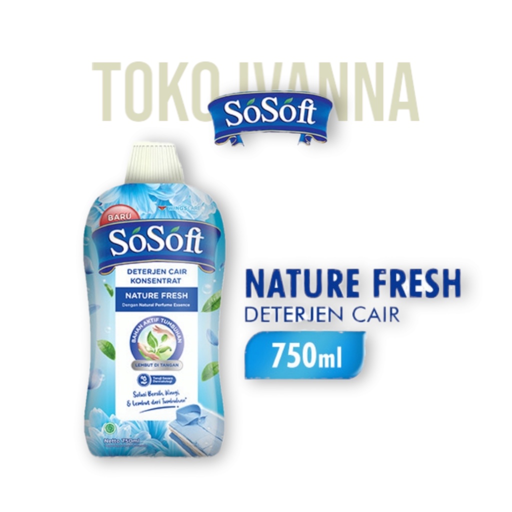 SoSoft Deterjen Cair Konsentrat Nature Fresh 750 ml - Botol